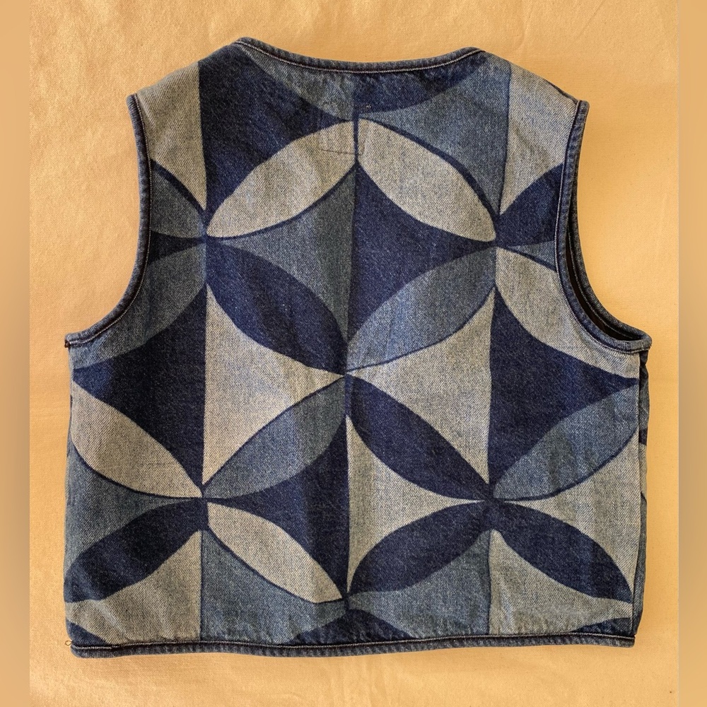 Zara x Sea New York Kids Blue Patterned Vest Dyed Denim Vest Casual Unisex 11-12 - Picture 6 of 6